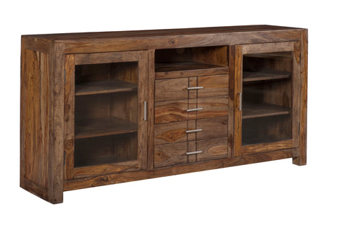 Liam - Four Drawer Two Door Console - Brownstone - Premium Accent Cabinets from Coast2Coast Home - Just $4537.50! Shop now at brett interiors