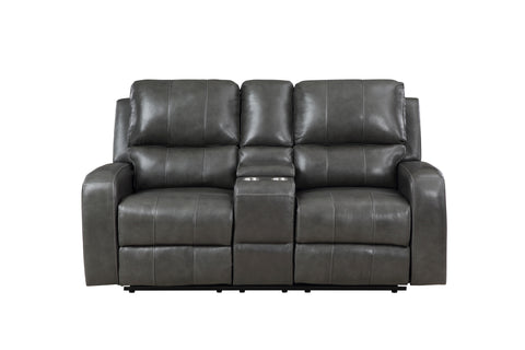 Linton - Leather Console Loveseat With Power Footrest - Premium Reclining Loveseats from New Classic - Just $1597.50! Shop now at brett interiors