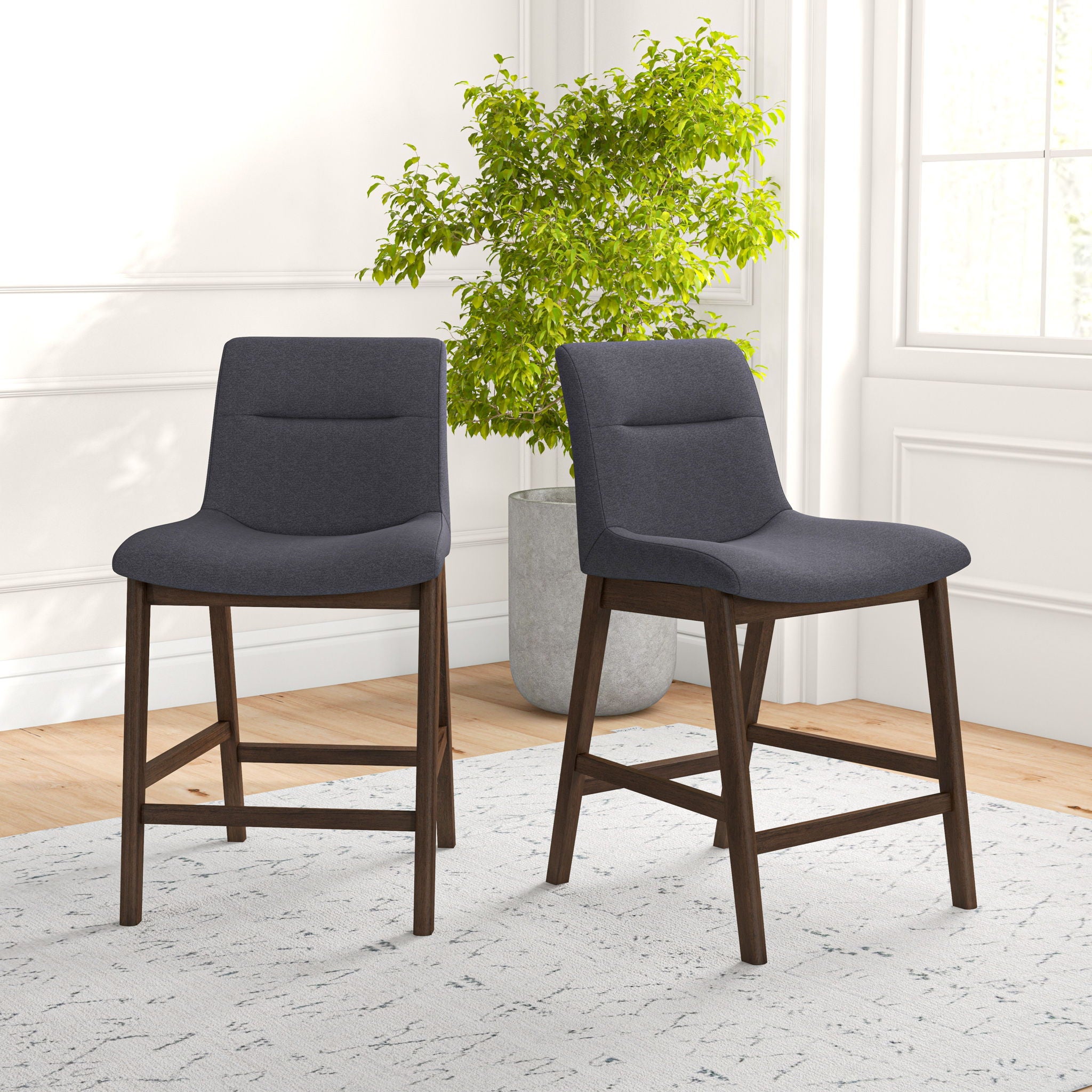 Jayden - 24" Mid-Century Modern Upholstered Stool (Set of 2) - Gray - Premium Stool Sets from Ashcroft Furniture - Just $466! Shop now at brett interiors