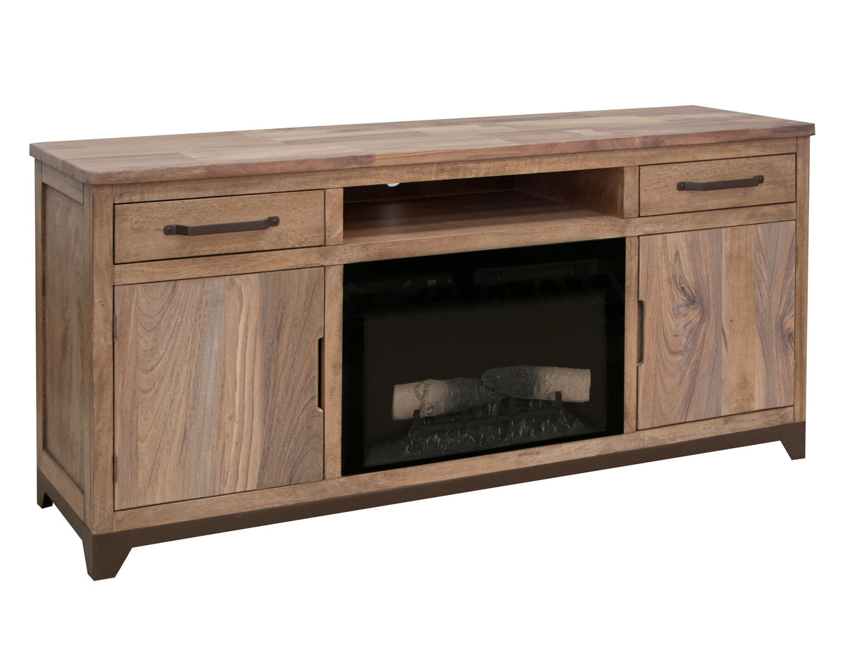 Natural Parota - 70" Electric Fireplace - Brown Cappuccino - Premium Fireplace TV Stands from International Furniture Direct - Just $1287.50! Shop now at brett interiors