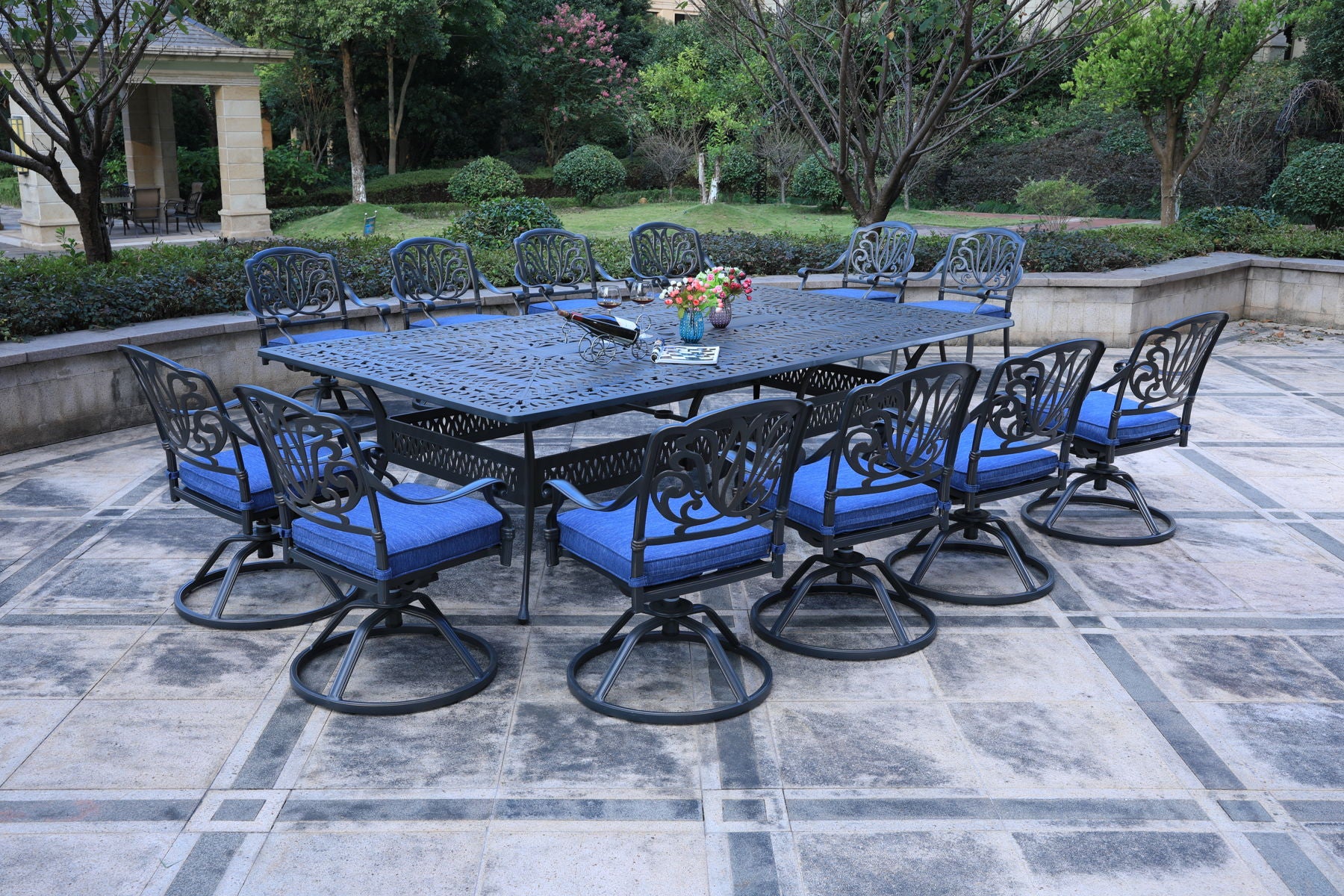 Rectangular Metal Dining Set With Cushions - Premium 8 + Piece Outdoor Sets from Gather Craft - Just $7251! Shop now at brett interiors