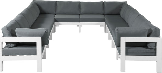 Nizuc - Outdoor Patio Modular Sectional 12 Piece - Grey - Fabric - Premium Stationary Sectionals from Meridian Furniture - Just $10750! Shop now at brett interiors