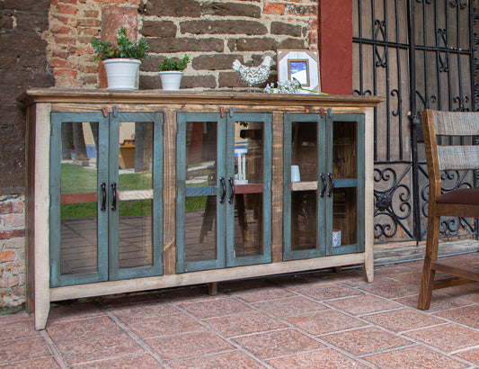 Antique - Glass Console 6 Glass Doors - Multicolor - Premium TV Stands from International Furniture Direct - Just $1057.50! Shop now at brett interiors