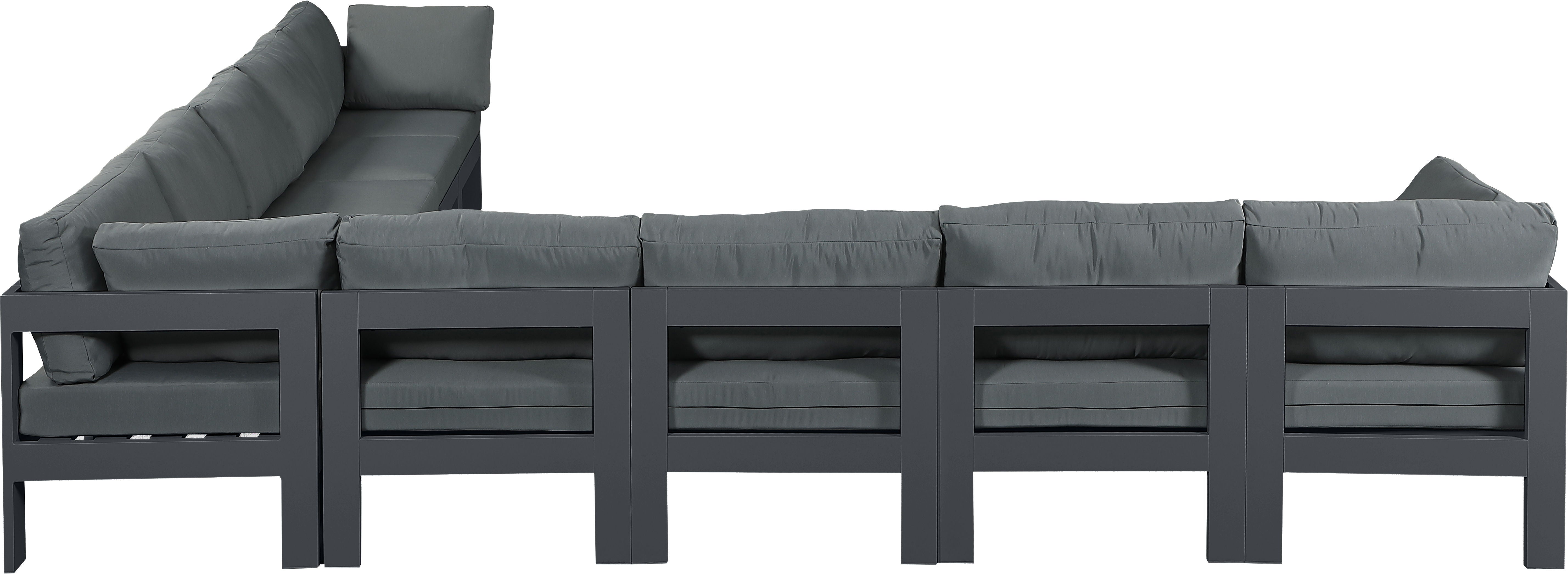 Nizuc - Outdoor Patio Modular Sectional 9 Piece - Grey - Modern & Contemporary - Premium Stationary Sectionals from Meridian Furniture - Just $8062.50! Shop now at brett interiors