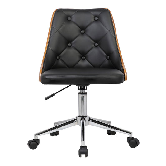 Diamond - Mid-Century Office Chair Veneer Back - Chrome / Black - Premium Desk Chairs from Armen Living - Just $277.50! Shop now at brett interiors