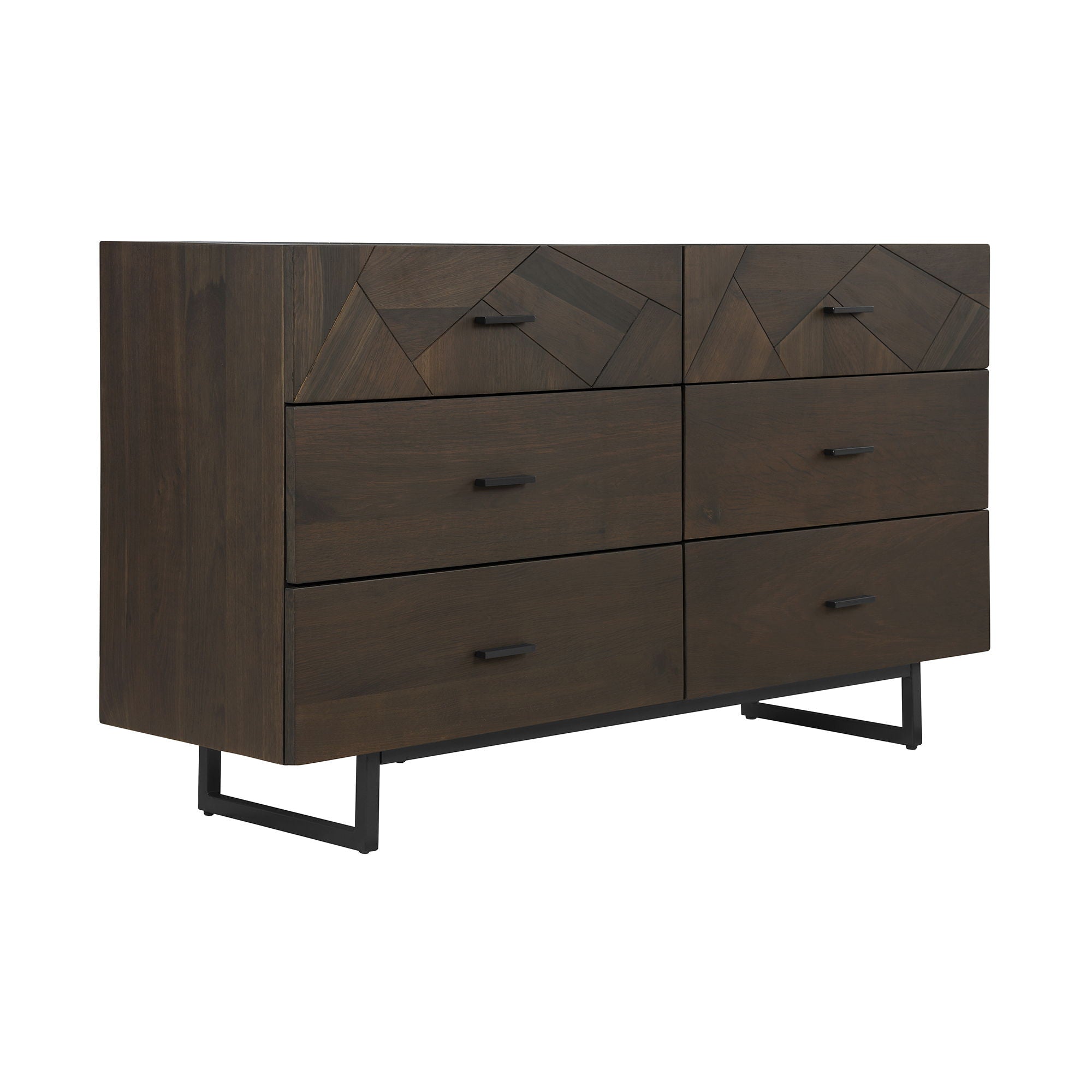 Marquis - 6 Drawer Dresser With Metal Legs - Oak / Black - Premium Dressers from Armen Living - Just $1872.50! Shop now at brett interiors