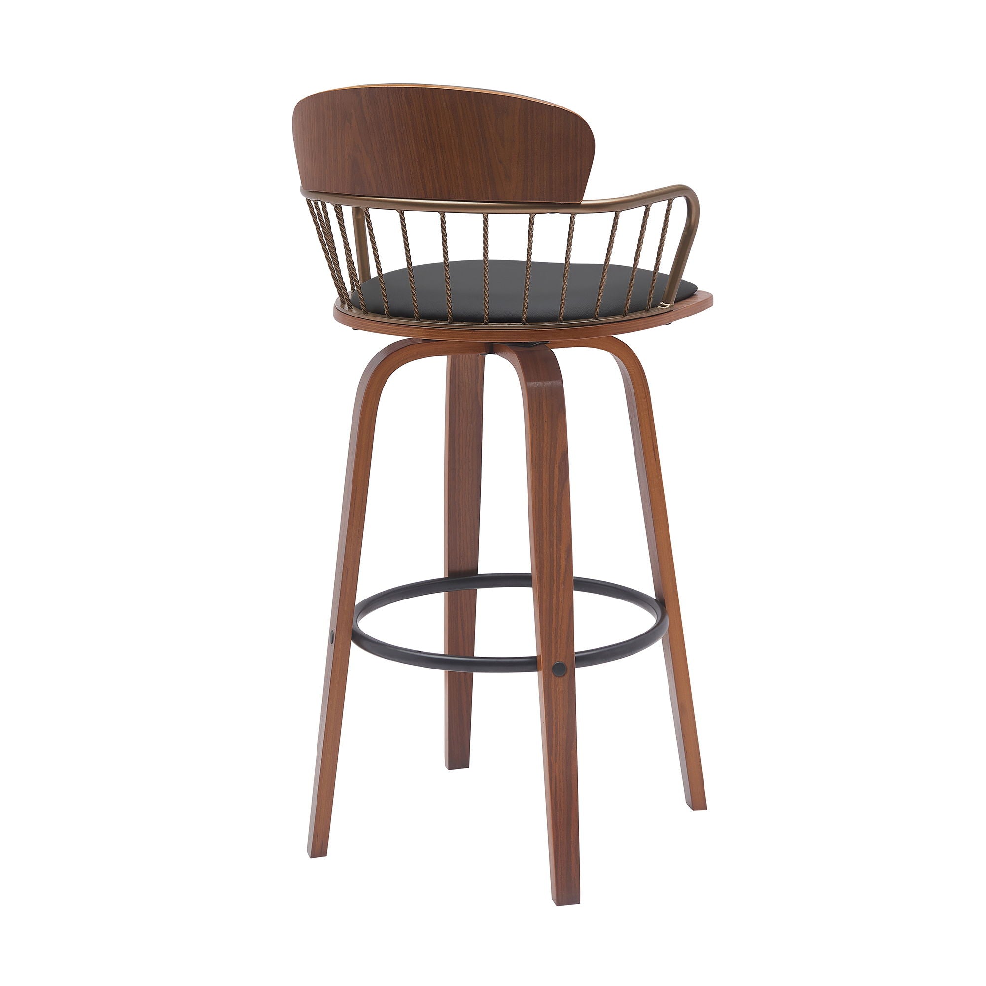 Willow - Swivel Walnut Wood Faux Leather Stool - Premium Counter Height (24"-27") from Armen Living - Just $255! Shop now at brett interiors