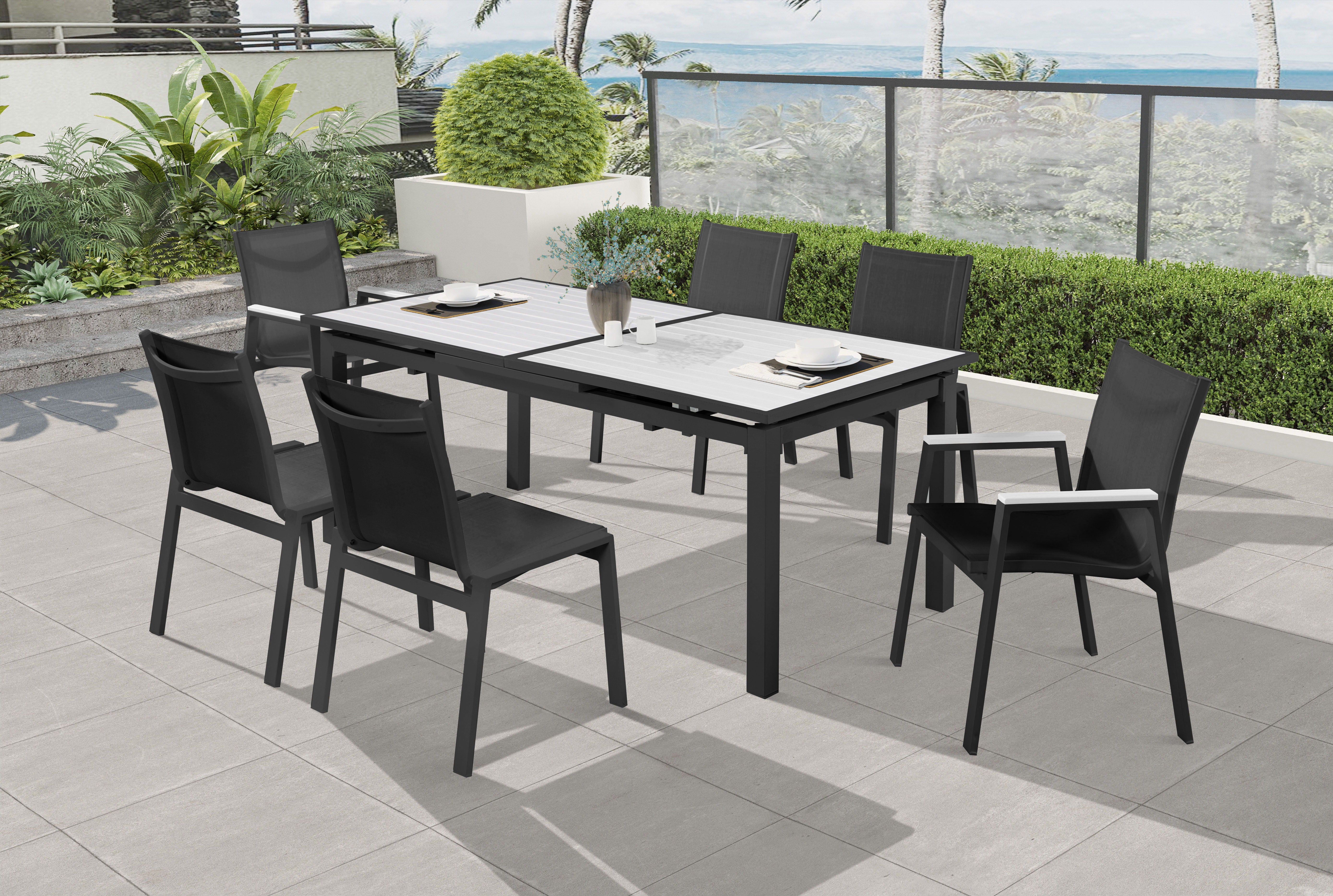 Nizuc - Outdoor Patio Dining Arm Chair (Set of 2) - Black - Premium Chair Sets from Meridian Furniture - Just $800! Shop now at brett interiors