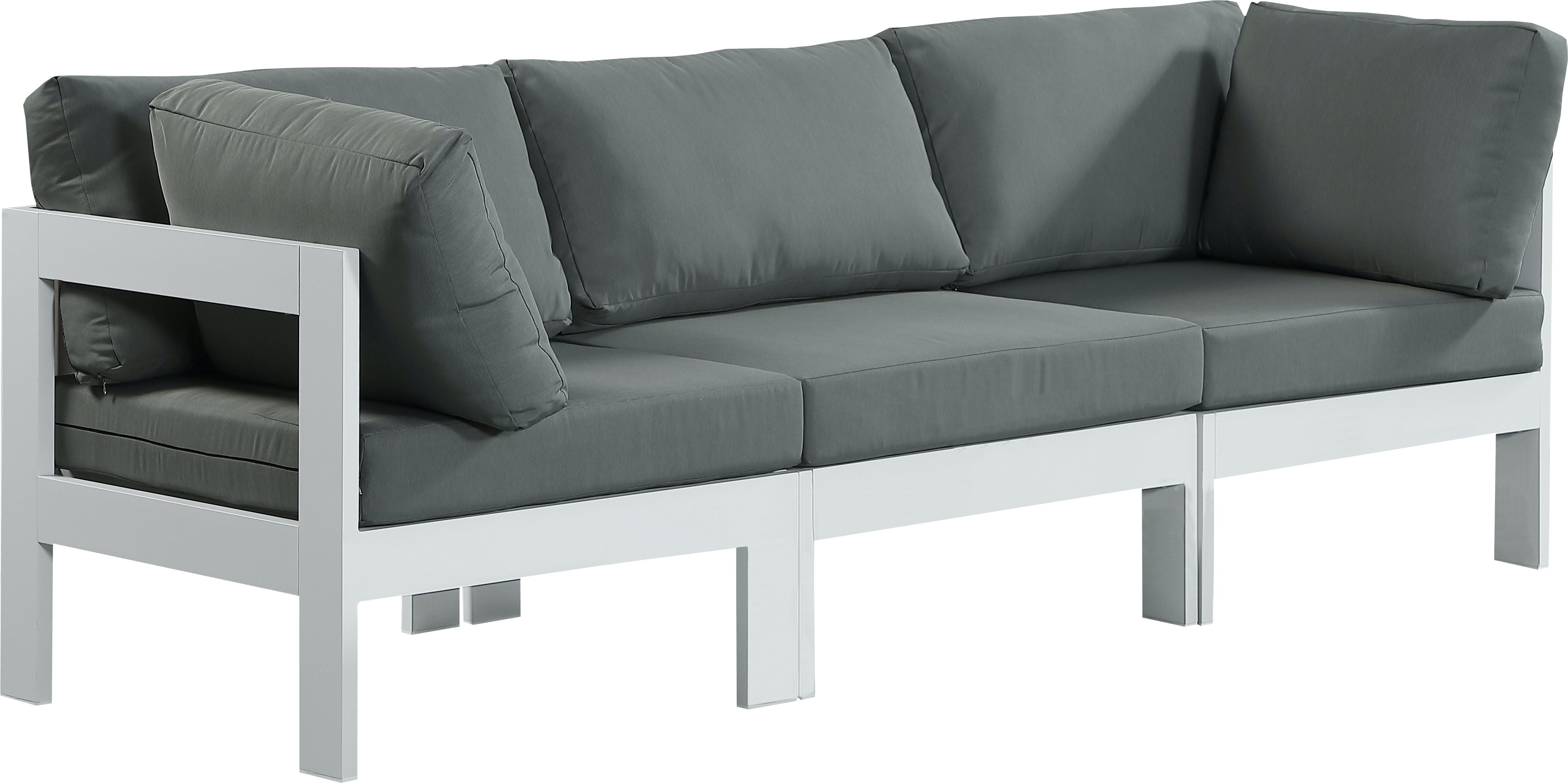 Nizuc - Outdoor Patio Modular Sofa - Grey - Modern & Contemporary - Premium Sofas from Meridian Furniture - Just $2787.50! Shop now at brett interiors