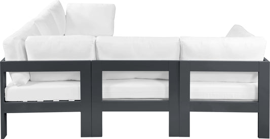 Nizuc - Outdoor Patio Modular Sectional 5 Piece - White - Premium Stationary Sectionals from Meridian Furniture - Just $4612.50! Shop now at brett interiors