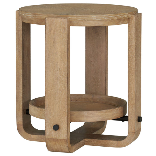 Escape - Round End Table With Shelf - Glazed Natural Oak Black Metal Trim - Premium End Tables from Parker House - Just $322.50! Shop now at brett interiors