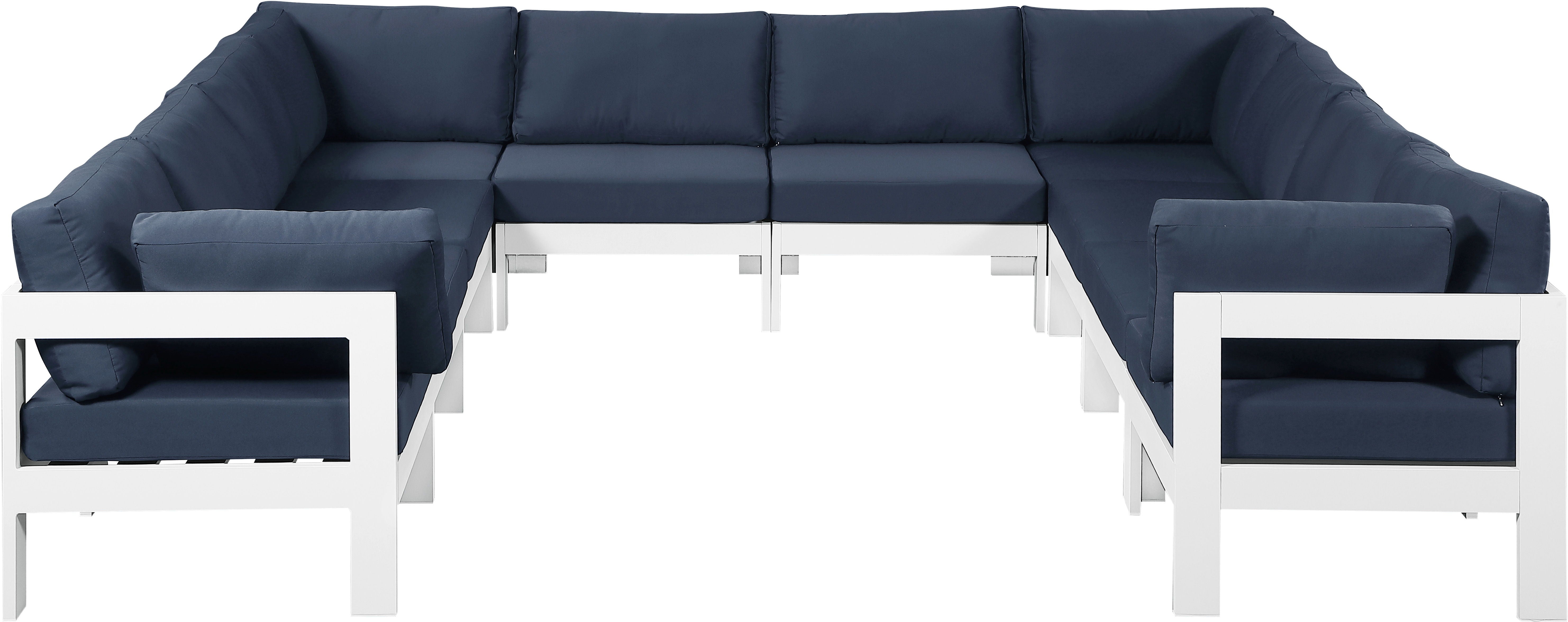 Nizuc - Outdoor Patio Modular Sectional - Navy - Fabric - Premium Stationary Sectionals from Meridian Furniture - Just $9025! Shop now at brett interiors