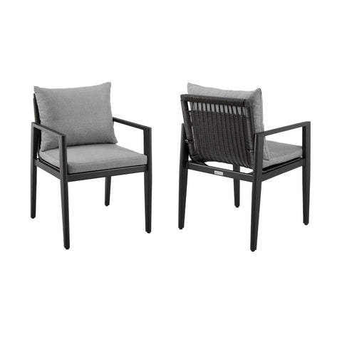 Cayman - Outdoor Patio Dining Chairs With Arms And Cushions (Set of 2) - Gray - Premium Chair Sets from Armen Living - Just $1210! Shop now at brett interiors