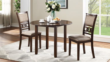 Gia - 3 Piece Dining Set (Dining Drop Leaf Table & 2 Chairs) - Cherry - Premium 3 Piece Dining Room Sets from New Classic - Just $447.50! Shop now at brett interiors