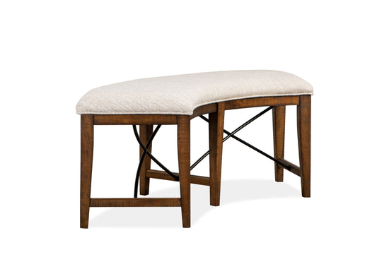 Bay Creek - Curved Bench With Upholstered Seat - Toasted Nutmeg - Premium Upholstered Benches from Magnussen Furniture - Just $455! Shop now at brett interiors