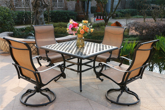 Square 4 Person 43.19" Long Aluminum Dining Set Gather Craft