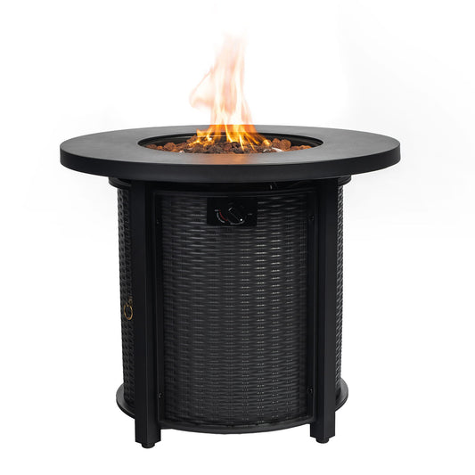 30" Propane Round Fire Table 40000Btu Propane Fire Pit Table - Black - Premium Fire Pits from AS Outdoor Heating - Just $345! Shop now at brett interiors