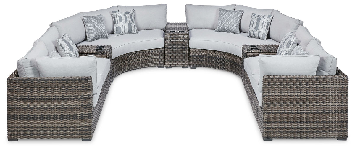 Harbor Court - Gray - 9-Piece Outdoor Sectional - Premium Stationary Sectionals from Signature Design by Ashley® - Just $3900.20! Shop now at brett interiors