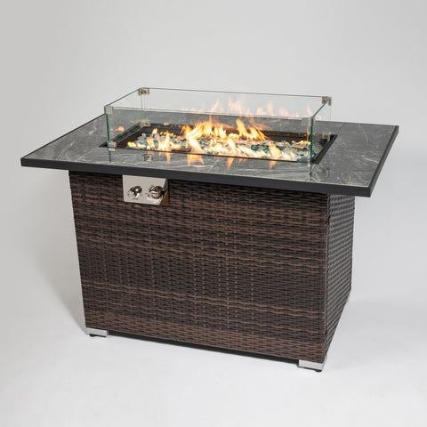 44" Outdoor Fire Pit Table, Propane Fire Table With Ceramic Tabletop Gas Fire Table - Espresso - Premium Fire Pits from AS Outdoor Heating - Just $631! Shop now at brett interiors