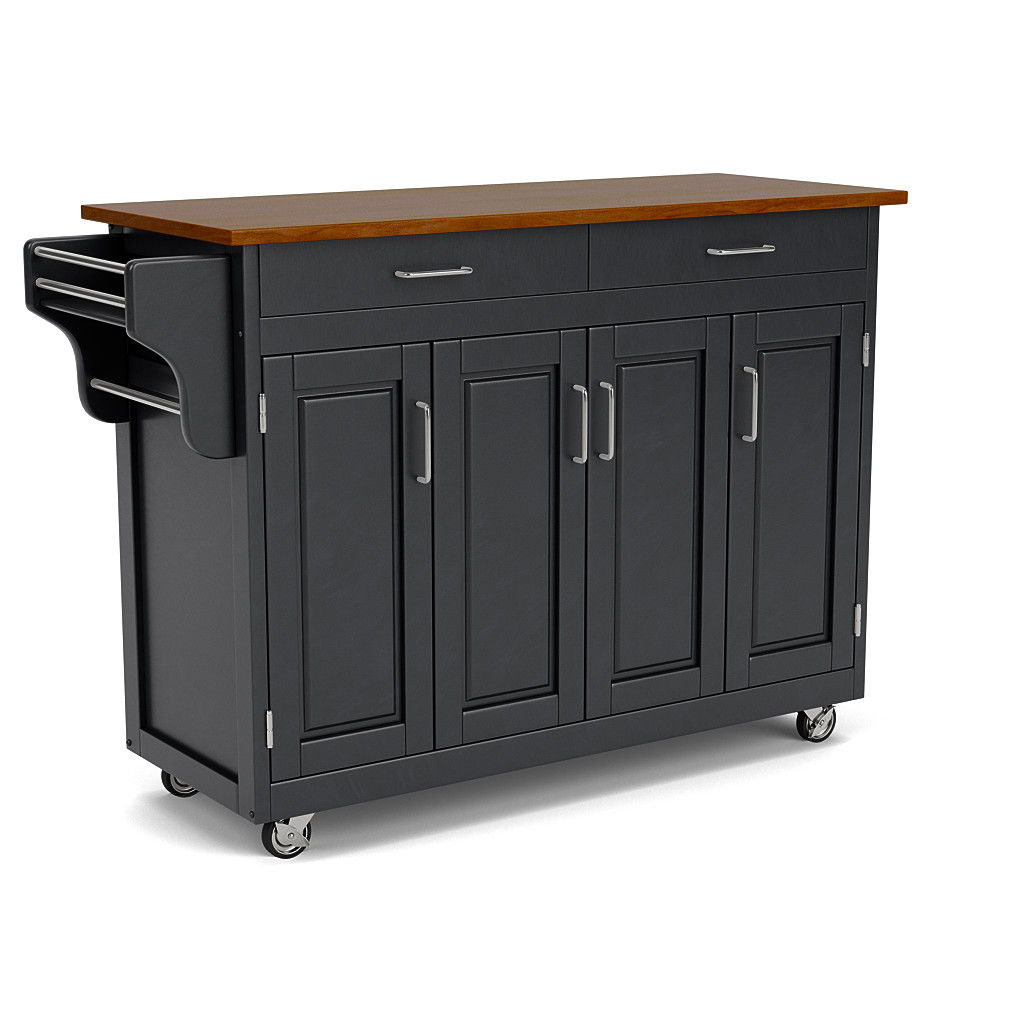 Create-A-Cart - 4 Doors Kitchen Cart - Cherry Wood Top - Premium Islands & Carts from Homestyles - Just $712.50! Shop now at brett interiors