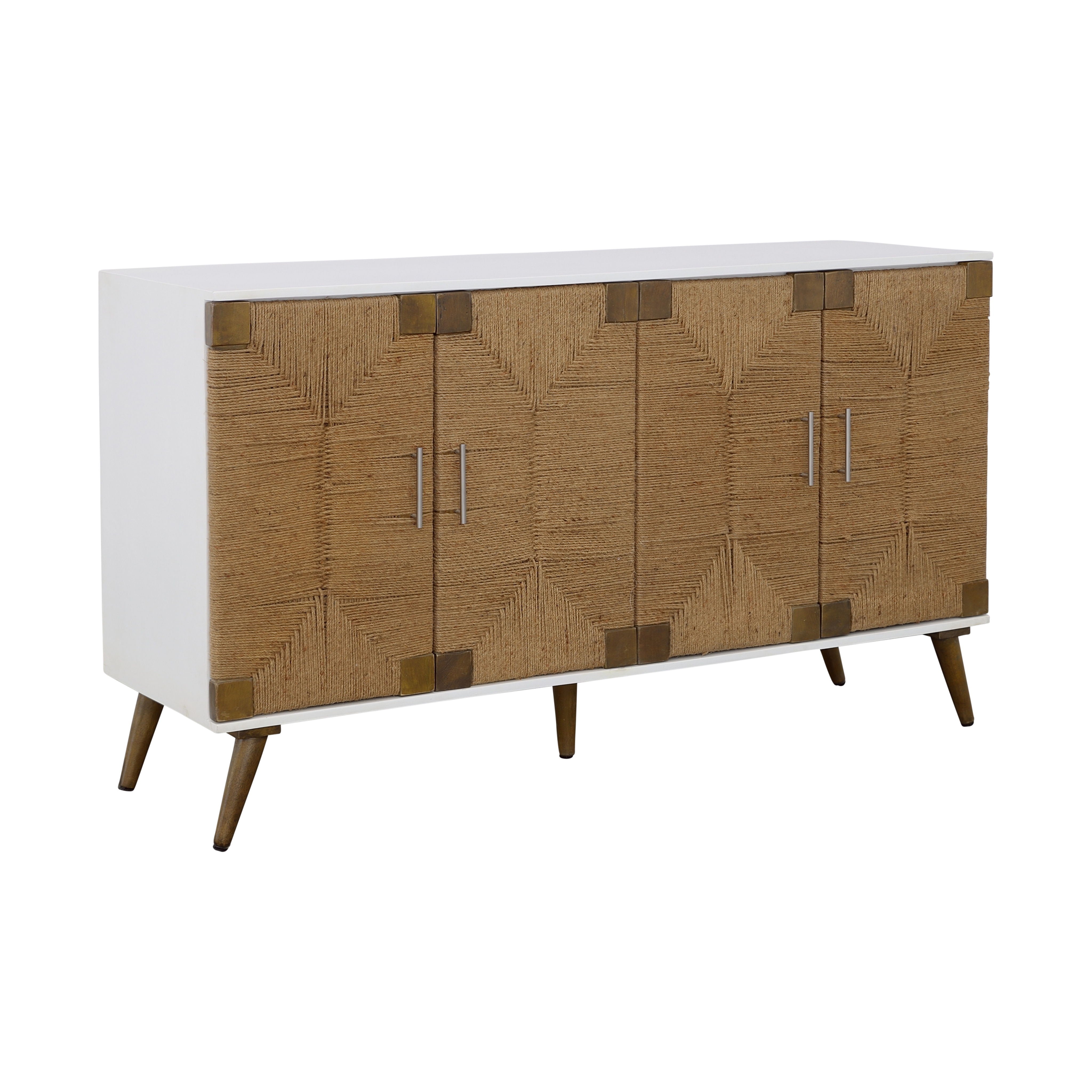 Egret - Four Door Credenza - White / Jute - Premium Credenzas from Coast2Coast Home - Just $4125! Shop now at brett interiors