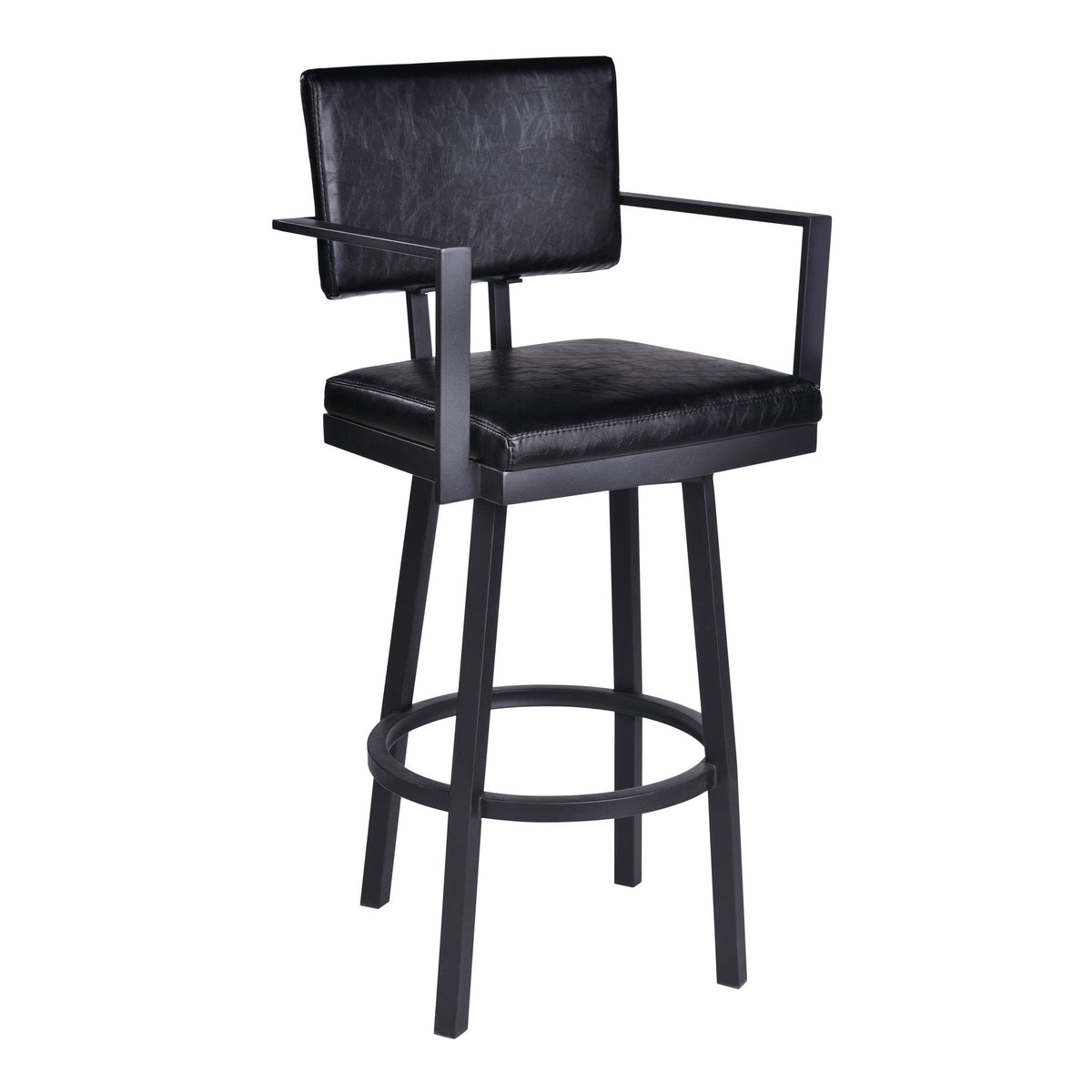 Balboa - 26" Counter Height Swivel Bar Stool With Arms - Vintage Black - Premium Counter Height (24"-27") from Armen Living - Just $360! Shop now at brett interiors