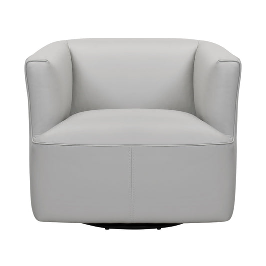 Whitney - Swivel Genuine Leather Barrel Chair - Dove Gray - Premium Swivel Chairs from Armen Living - Just $1550! Shop now at brett interiors