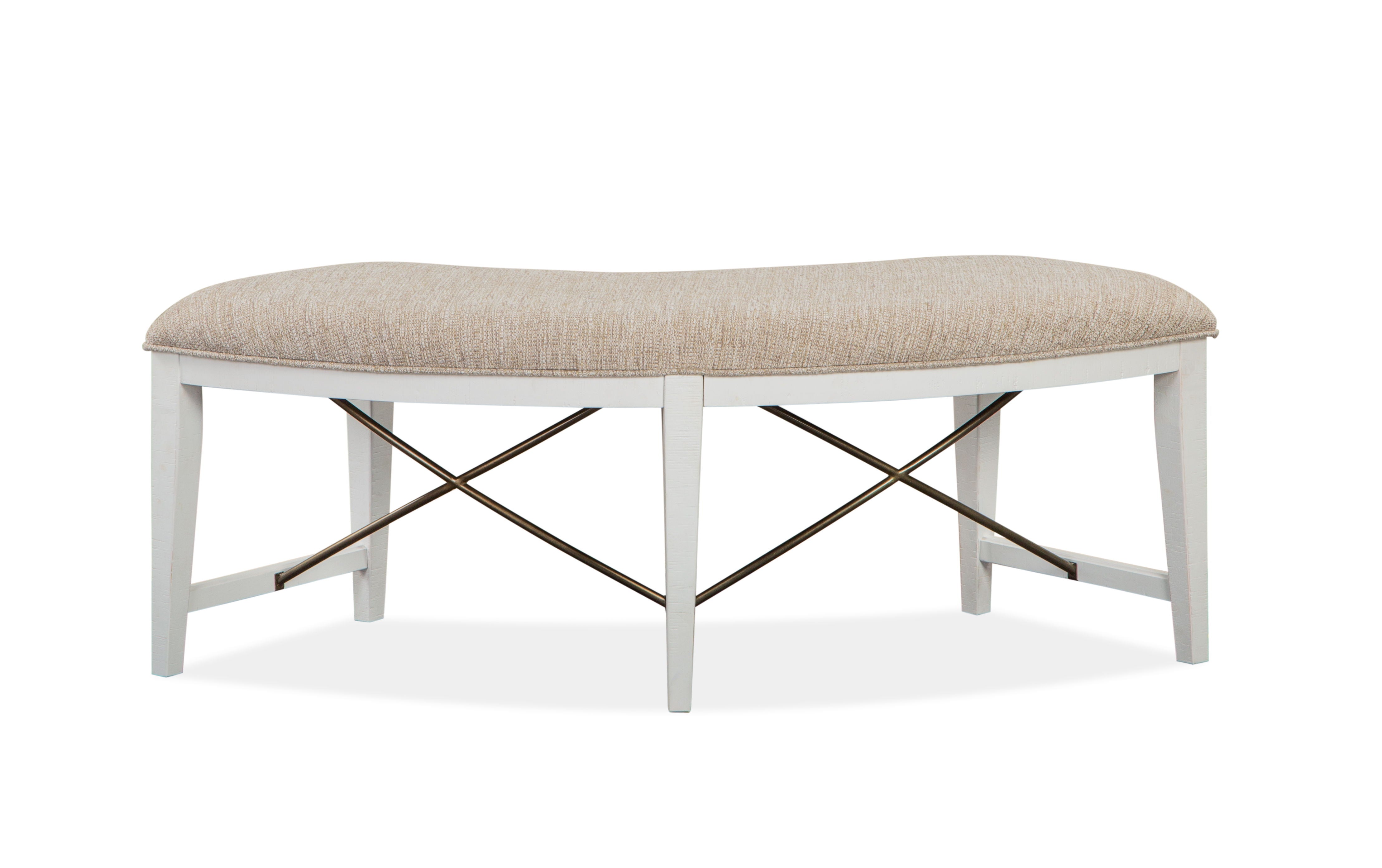 Heron Cove - Curved Bench With Upholstered Seat - Chalk White - Premium Upholstered Benches from Magnussen Furniture - Just $455! Shop now at brett interiors