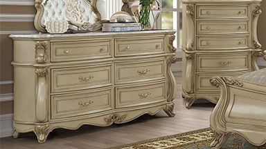 Monique - Dresser With Marble Top - Champagne - Premium Dressers from New Classic - Just $1387.50! Shop now at brett interiors