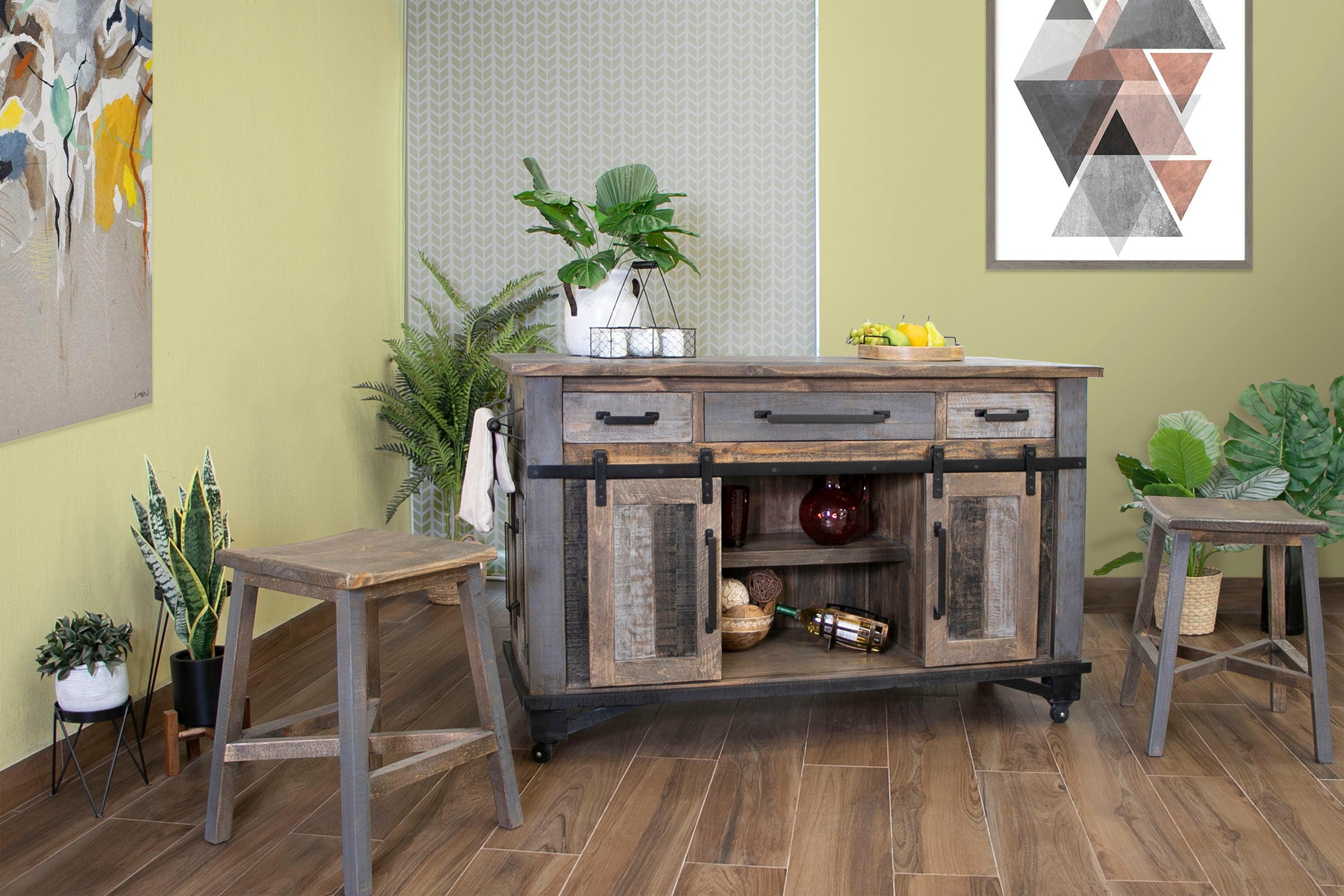 Loft Brown - Kitchen Island - Two Tone Gray / Brown - Premium Islands & Carts from International Furniture Direct - Just $1590! Shop now at brett interiors