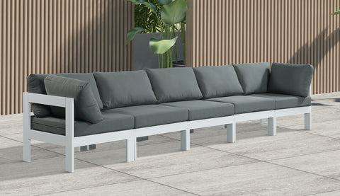 Nizuc - Outdoor Patio Modular Sofa 5 Seats - Grey - Fabric - Premium Sofas from Meridian Furniture - Just $4512.50! Shop now at brett interiors