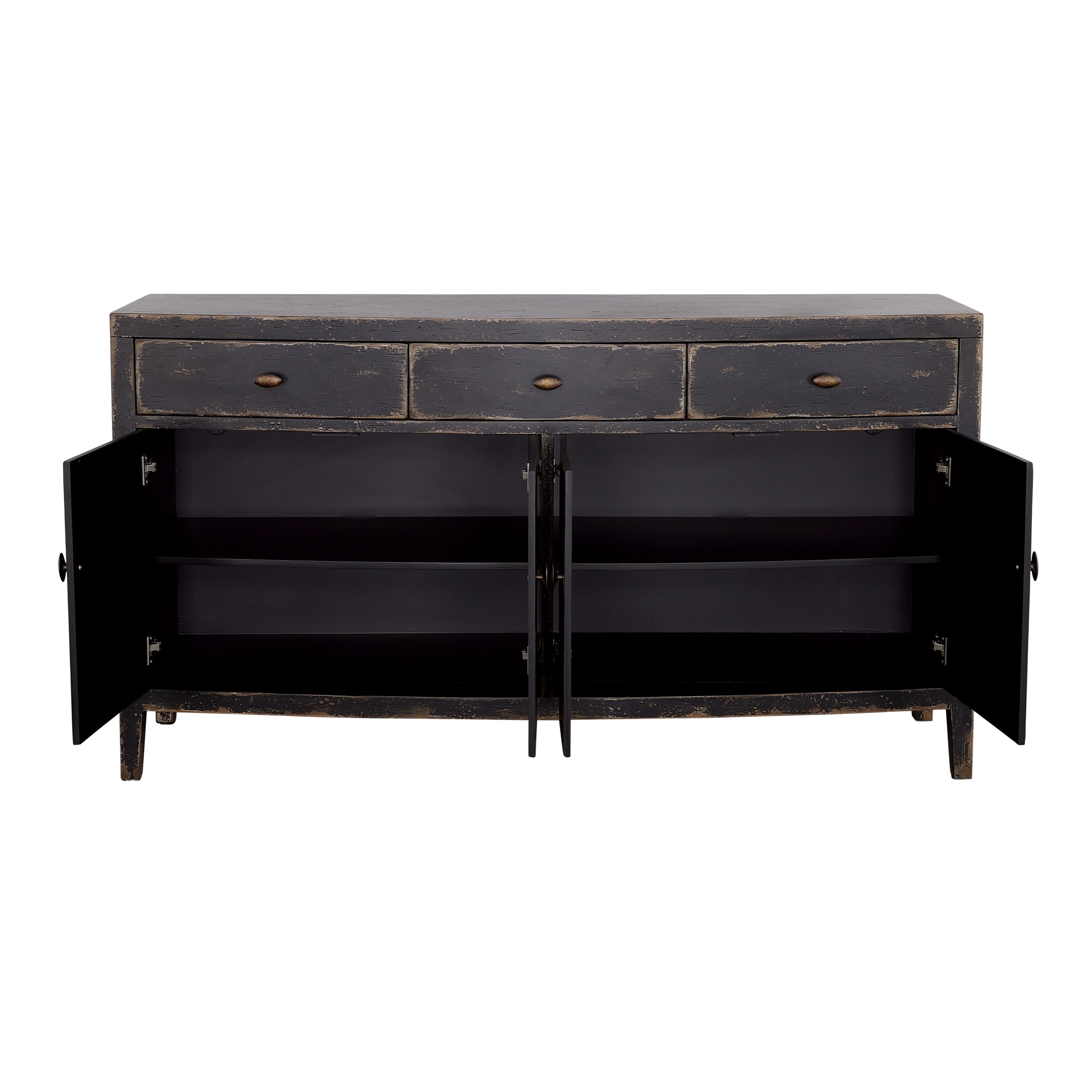 Gibson - Four Door Three Drawer Credenza - Coal / Brown - Premium Credenzas from Coast2Coast Home - Just $4785! Shop now at brett interiors