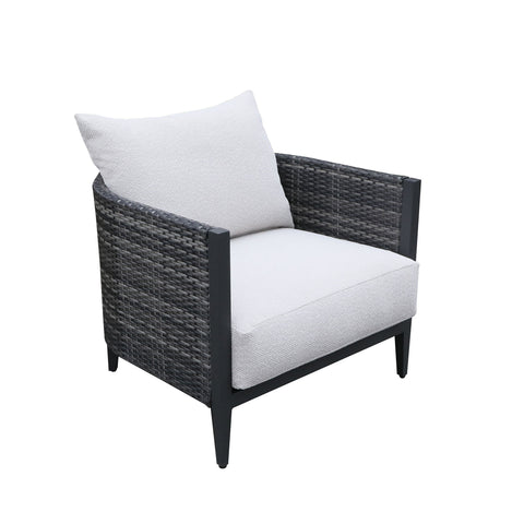 Premium Outdoor Wicker Gabardine Club Chair With Cushion (Set of 2) - White / Dark Gray - Premium Chair Sets from Gather Craft - Just $1483! Shop now at brett interiors