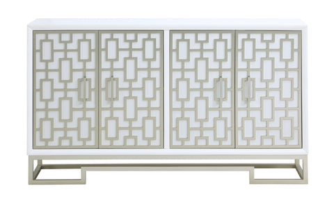 Naomi - Four Door Wide Credenza - Dreamy White / Champagne Lights - Premium Credenzas from Coast2Coast Home - Just $3300! Shop now at brett interiors