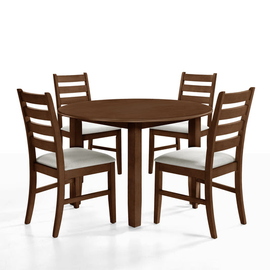 Pascal - Round Dining Table & 4 Chairs - Walnut - Premium 5 Piece Dining Room Sets from New Classic - Just $982.50! Shop now at brett interiors