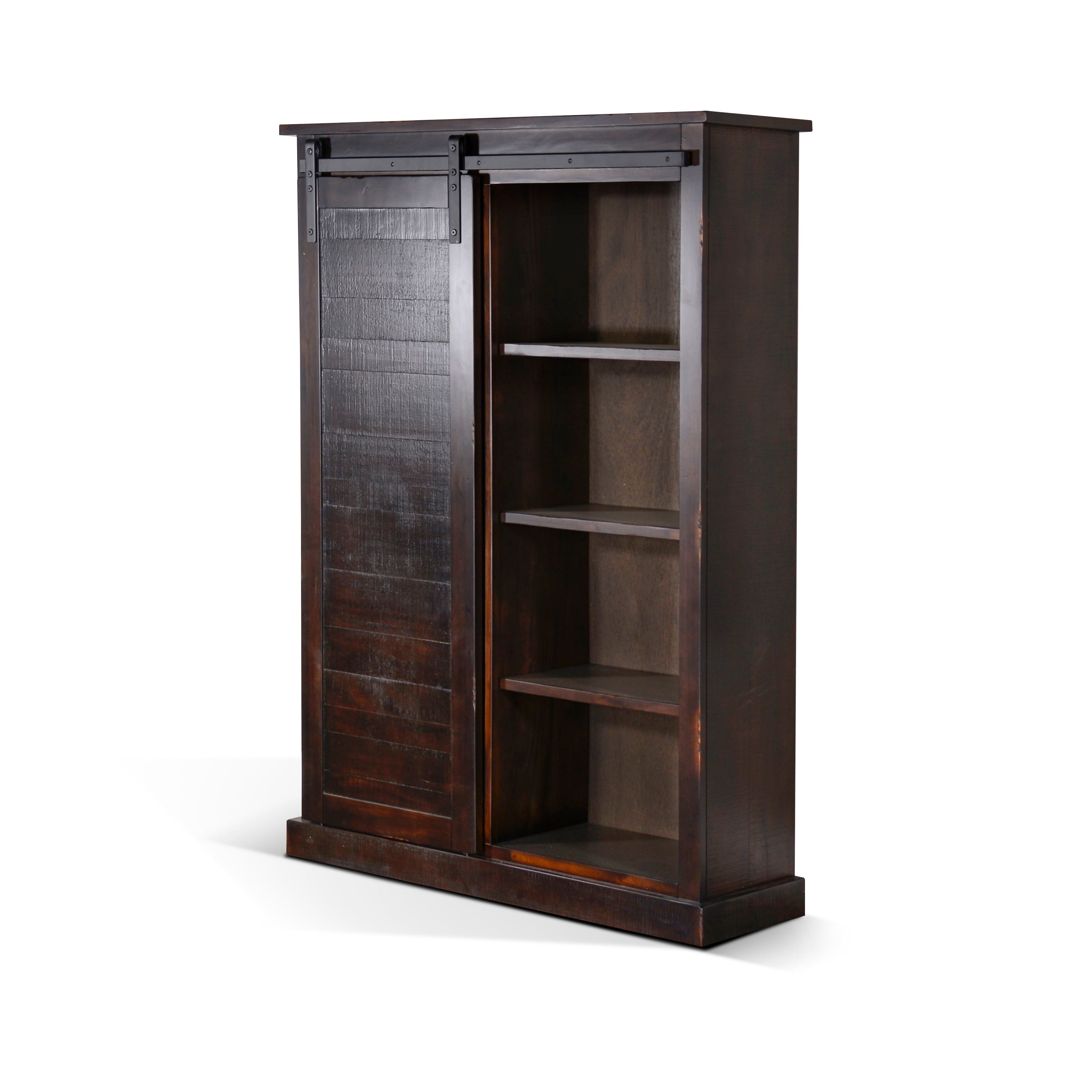 Bookcase With Barn Door - Dark Brown - Premium Standard Bookcases from Sunny Designs - Just $1156! Shop now at brett interiors