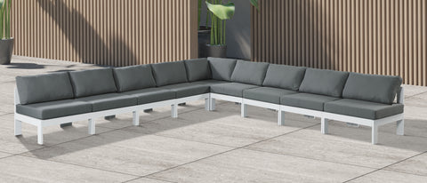 Nizuc - Outdoor Patio Modular Sectional 9 Piece - Grey - Fabric - Premium Stationary Sectionals from Meridian Furniture - Just $7862.50! Shop now at brett interiors