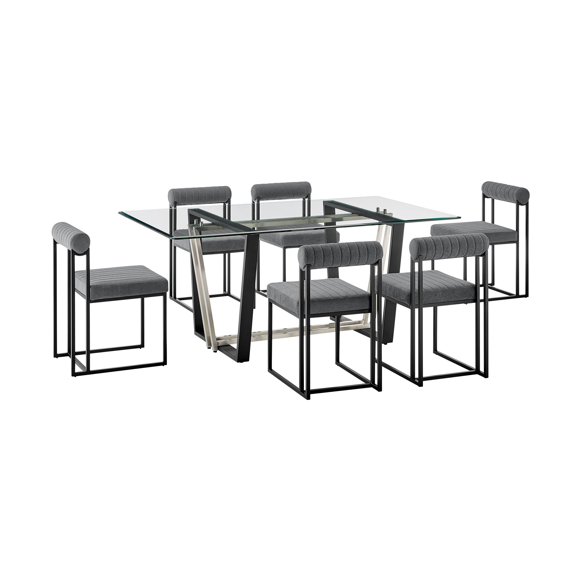 Kai Anastasia - Rectangular Glass Dining Table Set - Matte Black Base - Premium 5 Piece Dining Room Sets from Armen Living - Just $2815! Shop now at brett interiors