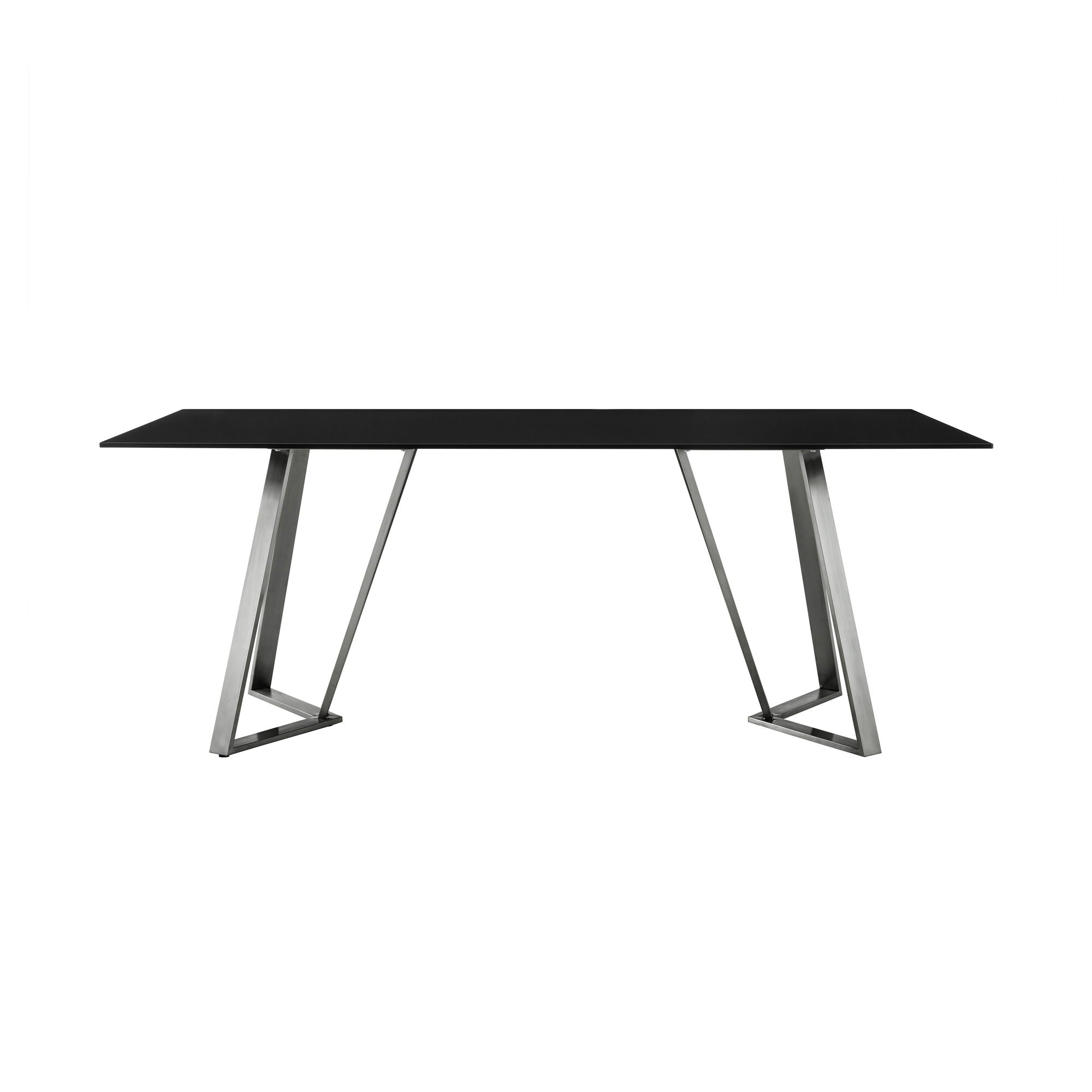 Cressida - Glass And Stainless Steel Rectangular Dining Room Table - Black / Brushed - Premium Dining Tables from Armen Living - Just $1552.50! Shop now at brett interiors