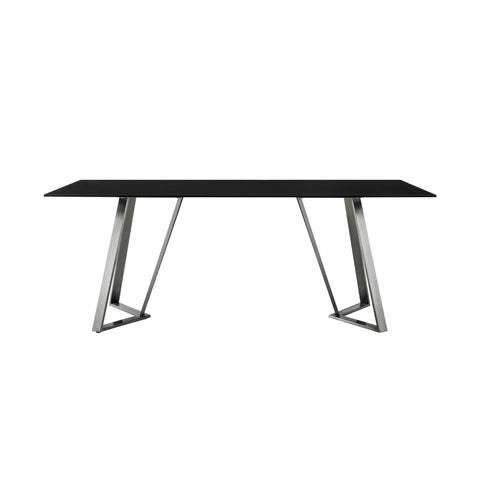 Cressida - Glass And Stainless Steel Rectangular Dining Room Table - Black / Brushed - Premium Dining Tables from Armen Living - Just $1552.50! Shop now at brett interiors