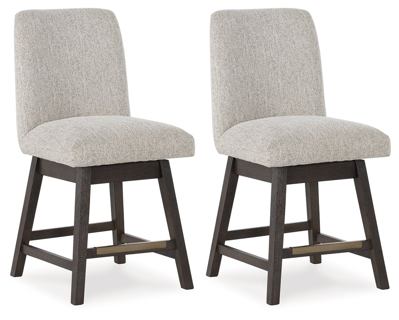 Burkhaus - Beige / Dark Brown - Upholstered Swivel Barstool (Set of 2) - Premium Stool Sets from Signature Design by Ashley® - Just $444.70! Shop now at brett interiors