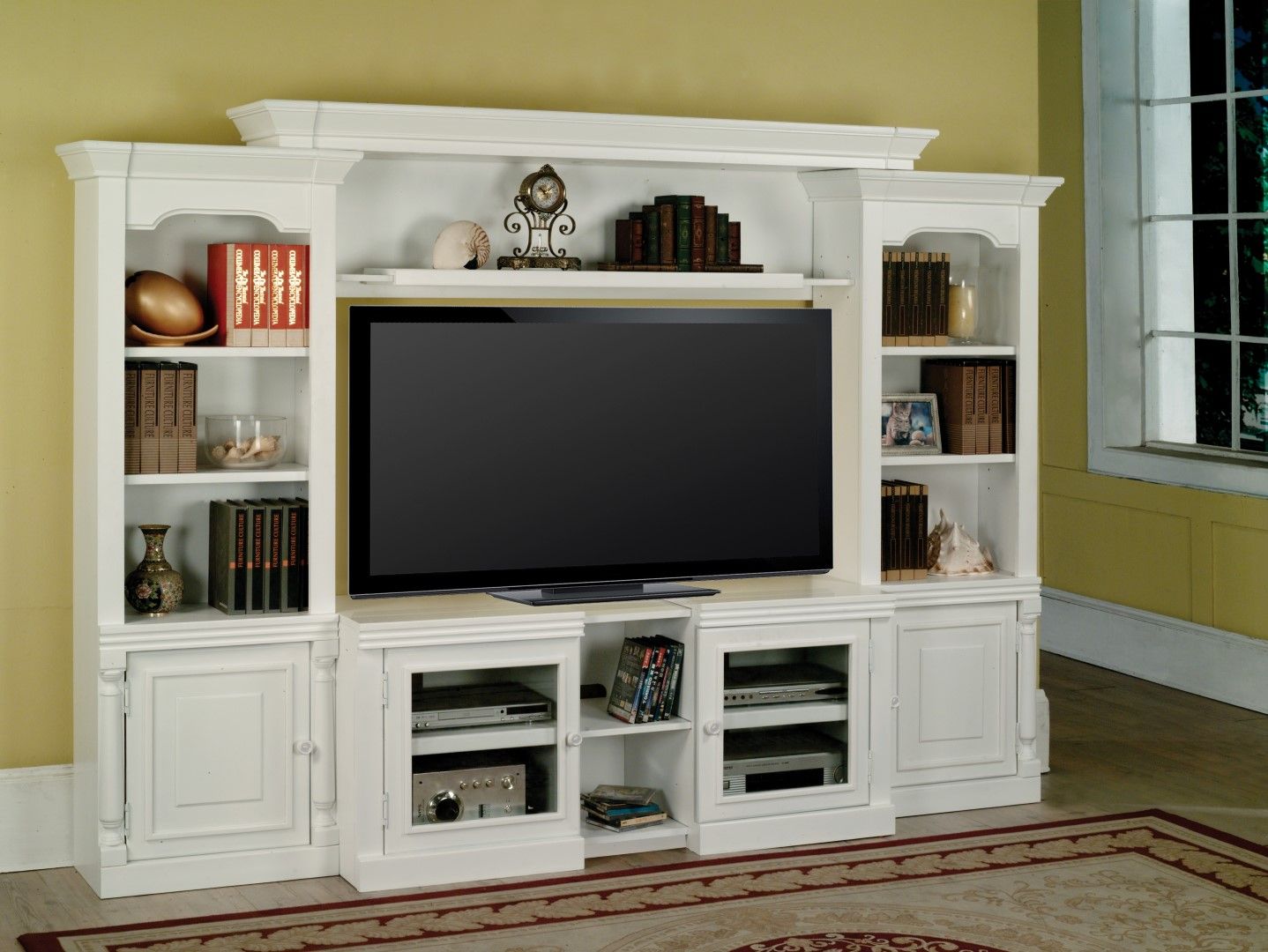 Premier Alpine - 4 Pieces Entertainment Wall - Cottage White - Premium Entertainment Centers from Parker House - Just $1997.50! Shop now at brett interiors