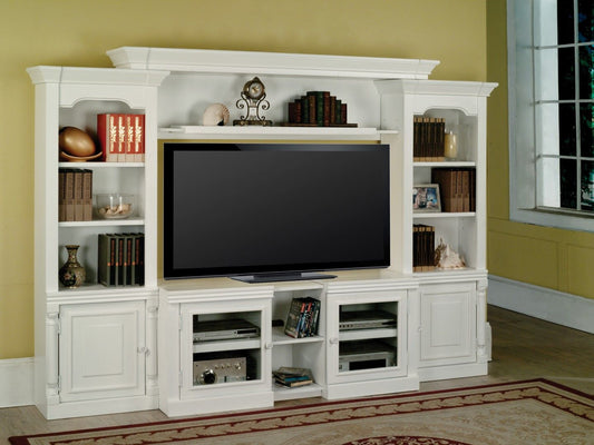 Premier Alpine - 4 Pieces Entertainment Wall - Cottage White - Premium Entertainment Centers from Parker House - Just $1997.50! Shop now at brett interiors