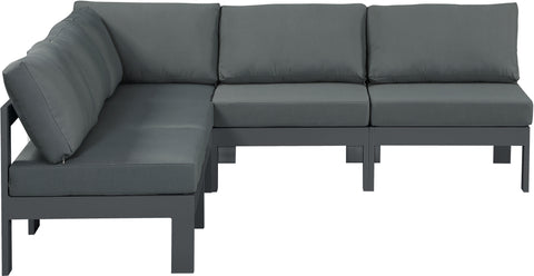 Nizuc - Outdoor Patio Modular Sectional 5 Piece - Dark Grey - Premium Stationary Sectionals from Meridian Furniture - Just $4412.50! Shop now at brett interiors