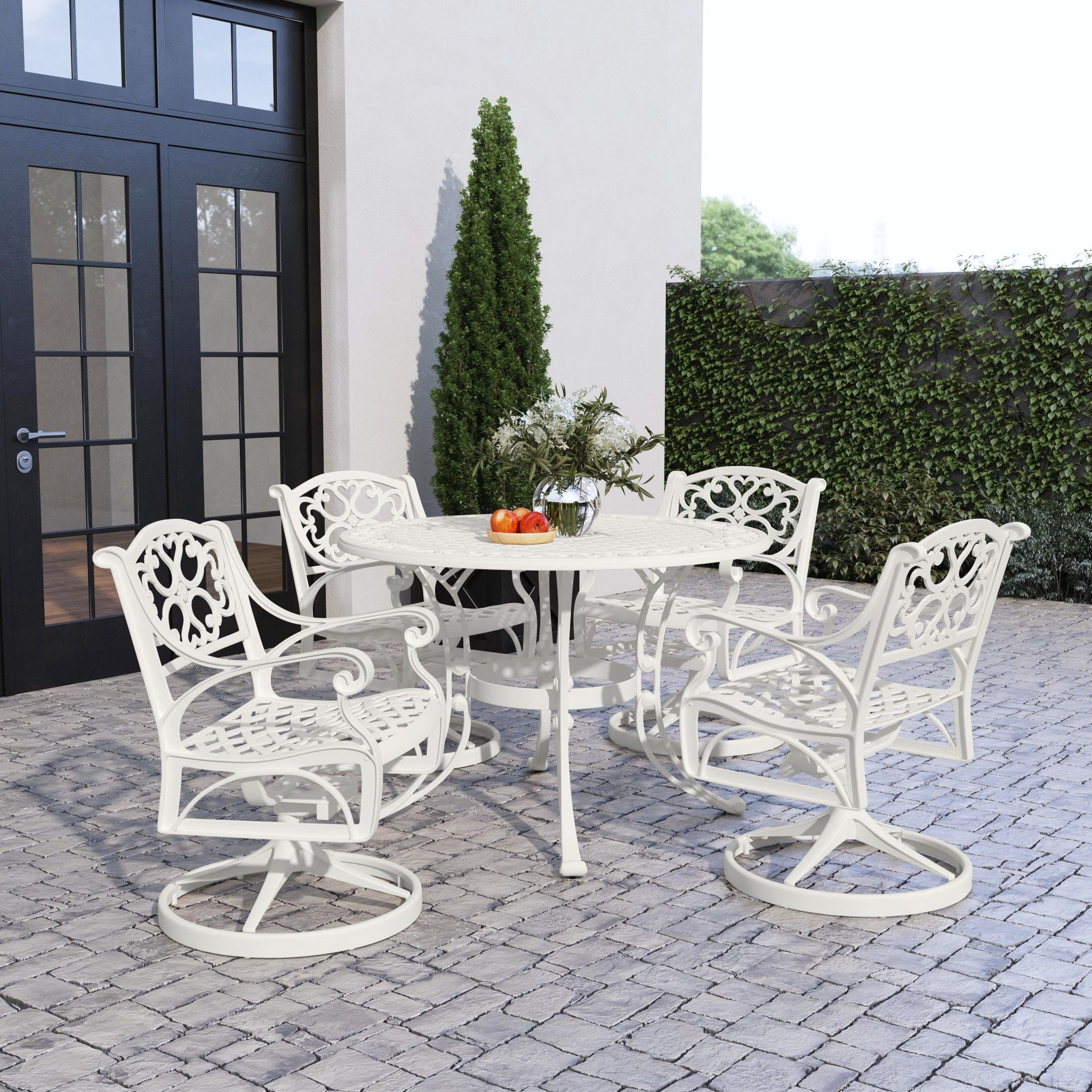 Sanibel - 42" Metal Outdoor Dining Set - Swivel Chairs Homestyles