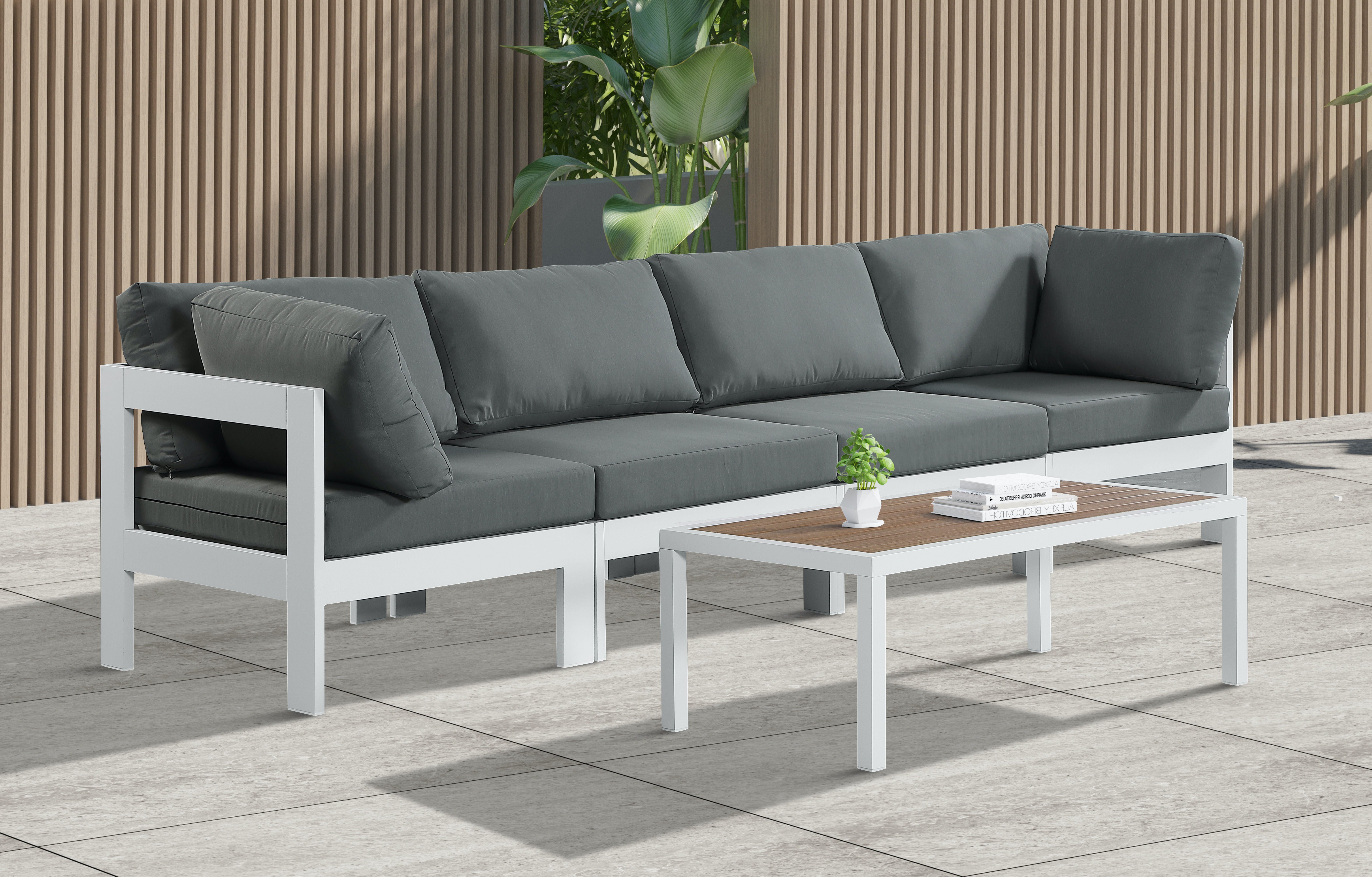 Nizuc - Outdoor Patio Modular Sofa - Grey - Metal - Modern & Contemporary - Premium Sofas from Meridian Furniture - Just $3650! Shop now at brett interiors