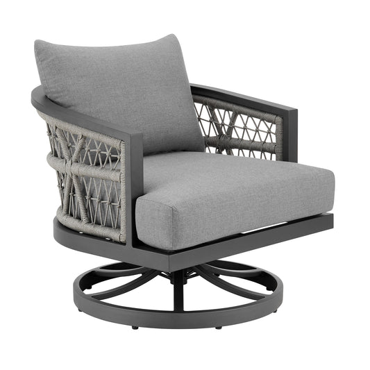 Zella - Outdoor Patio Swivel Armchair - Light Gray / Earl Gray - Premium Swivel Chairs from Armen Living - Just $1525! Shop now at brett interiors