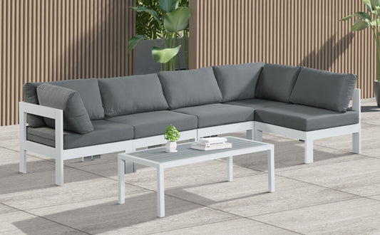 Nizuc - Outdoor Patio Modular Sectional 5 Piece - Grey - Fabric - Premium Stationary Sectionals from Meridian Furniture - Just $4512.50! Shop now at brett interiors