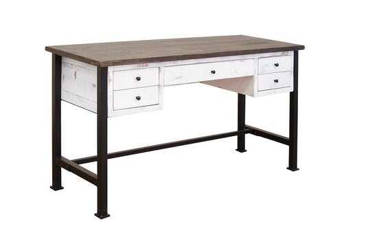 Pueblo White - Desk - Antiqued White / Brown - Premium Writing Desks from International Furniture Direct - Just $745! Shop now at brett interiors