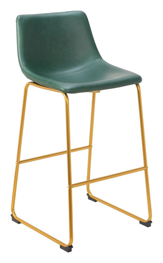 Augusta - Barstool (Set of 2) - Green / Gold - Premium Stool Sets from Zuo Modern - Just $1000! Shop now at brett interiors